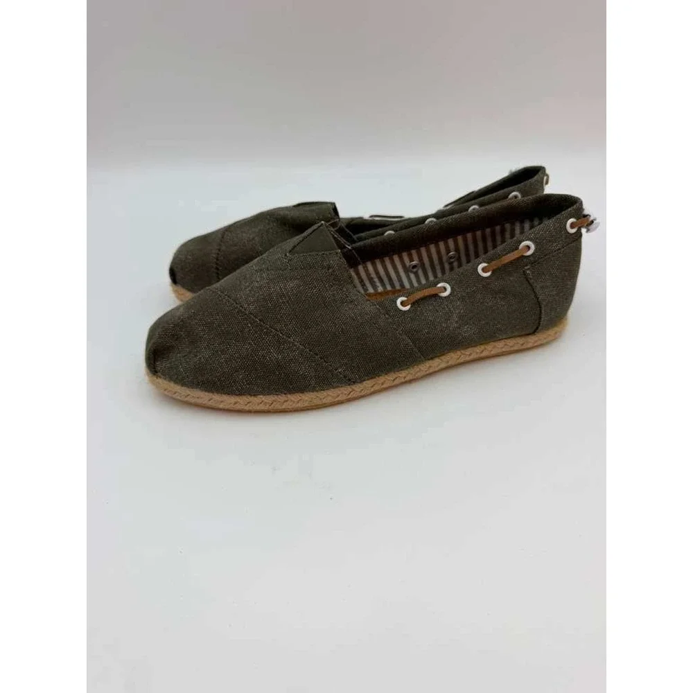 Slip-On Canvas Espadrille Shoes Lightweight Flat Women -‎ Khaki - Size 39 US 8.5